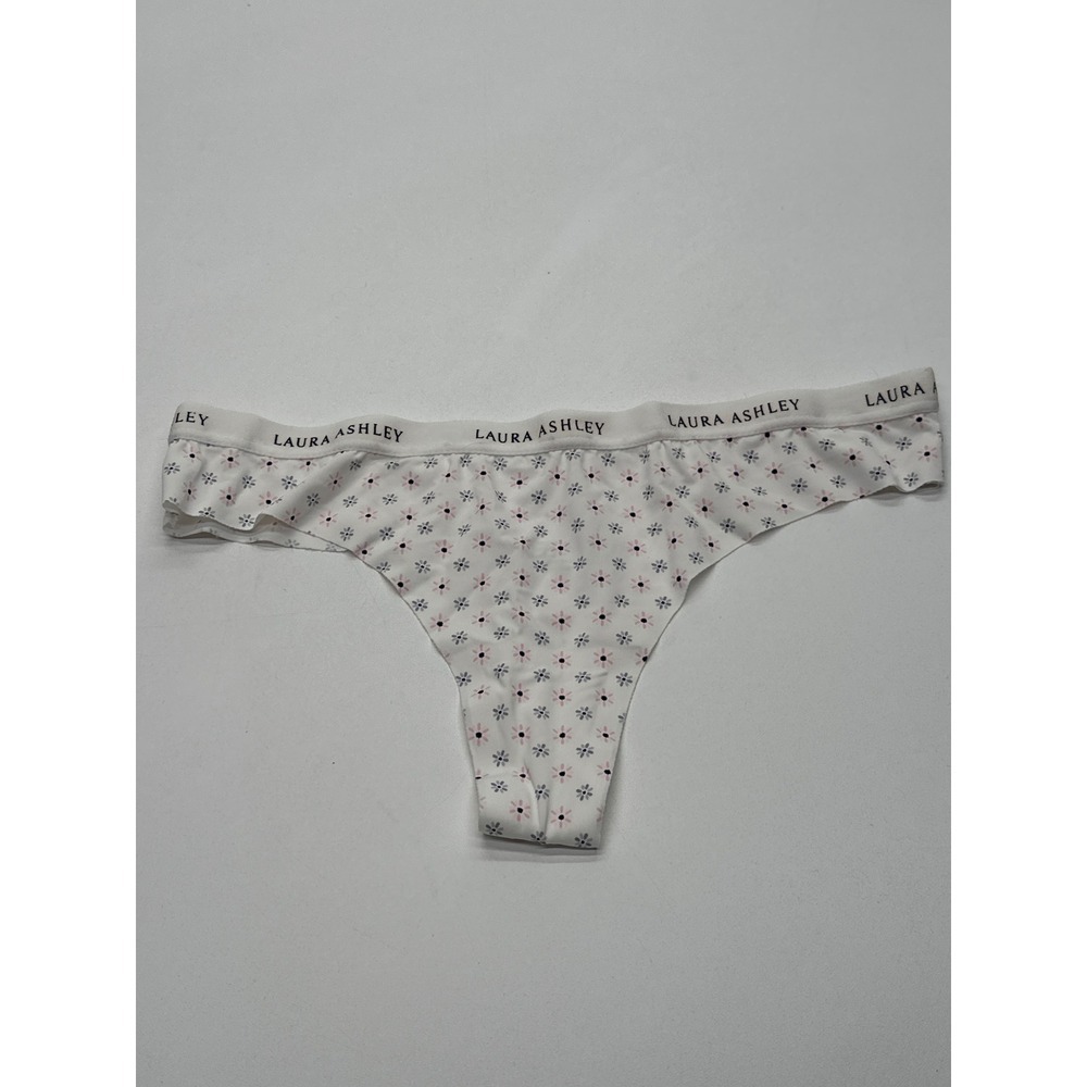 Laura‎ Ashley White Floral Thong Panties Women's Intimates Underwear Small